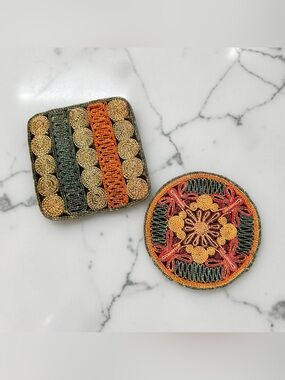 Raffia Hot Pads Trivets Vintage Square Oval Vintage Boho Set Of 2